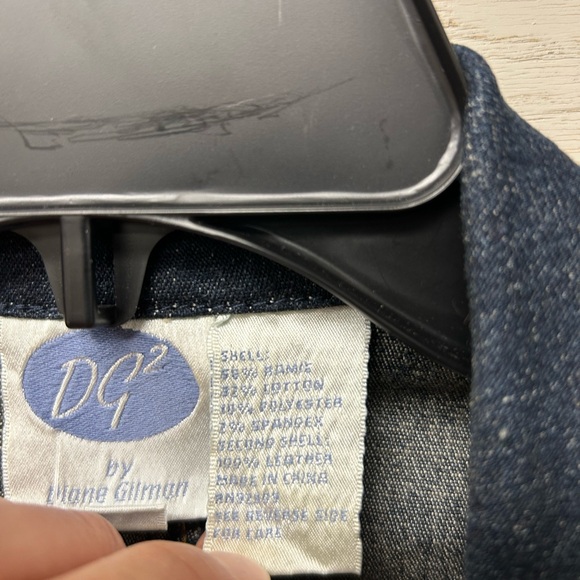 DG2 by Diane Gilman Brown Leather and Blue Denim Jacket - Picture 3 of 7